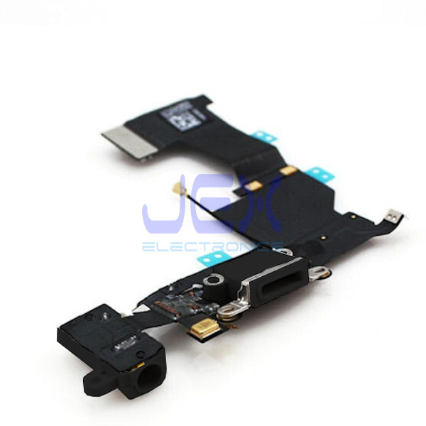 Black Charging Port dock Microphone Headphone jack Flex Cable for Iphone 5S