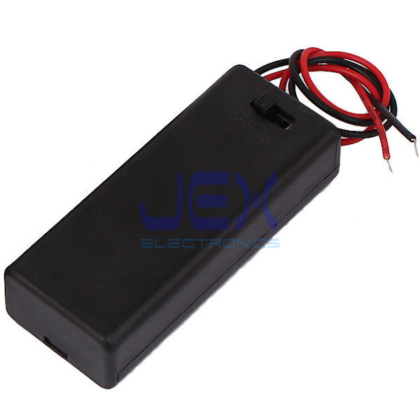 Twin/2X AAA DIY Battery Holder Case Box 3V With Power Switch & Bare Wire Ends
