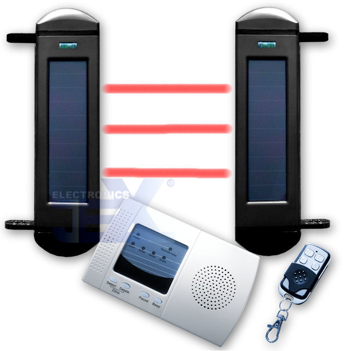 IR Beam Sensor Solar Powered Wireless Perimeter Security Alarm System Outdoor/in eBay