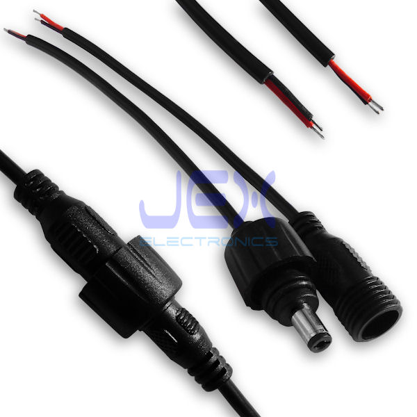 5ft DC Power Extension 2.5mm X 5.5mm Cord/Cable CCTV Extender Male to Female 