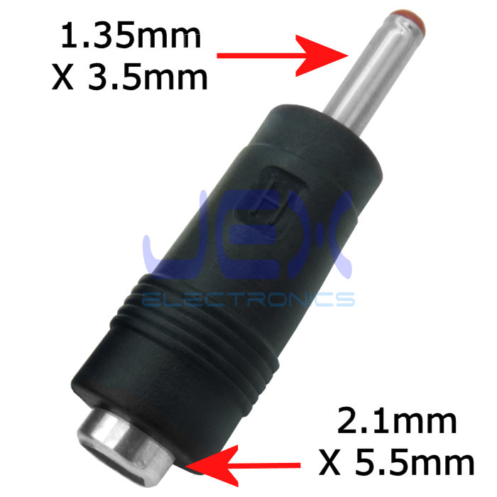 Female 2.1mm to Male 1.35mm DC Power Plug Connector Adapter Size Changer