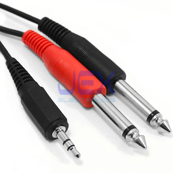 6ft Twin Male 1/4" Mono Jack to Stereo 1/8" 3.5mm Jack Cable/Lead 6.5ft/2M