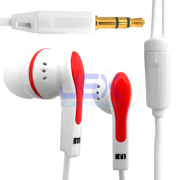White with Red Accents X-51 Earphones Earbuds Headphones 3.5mm Jack