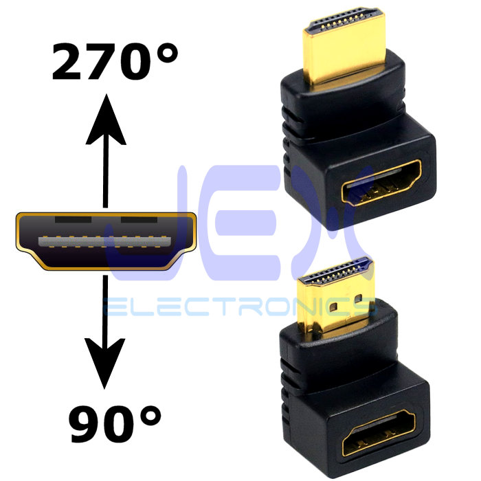 HDMI Right Angle 90 Down or 270 Degree Up Elbow Connector Male to Female