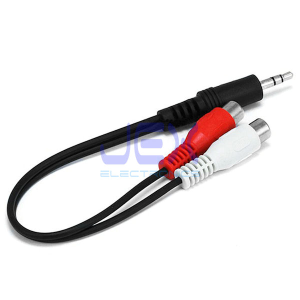 Male 3.5mm 1/8" Stereo Jack to Twin 2x Female RCA Phono Adapter Cable Converter