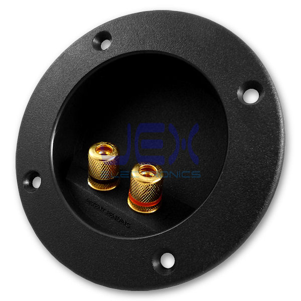 Jex Electronics Square Recessed Twin Speaker Quad 4X Gold Plated Terminal Solid Metal Binding Post Plate for sub-woofer