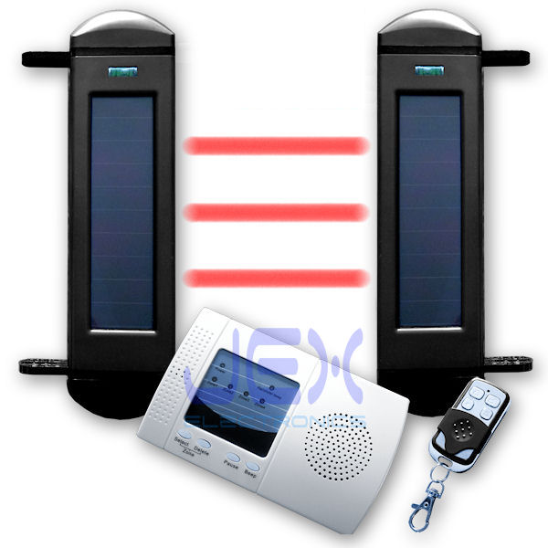 IR Break Beam Sensor Solar Powered Wireless Perimeter Security Alarm System Outdoor/in