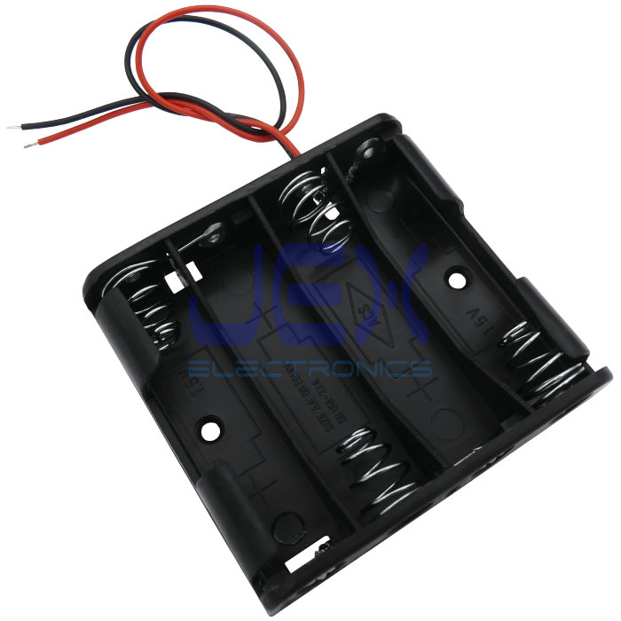 Quad/4X AA Flat DIY Battery Holder Case Box Base 6V Volt PCB Mount With Bare Wire Ends