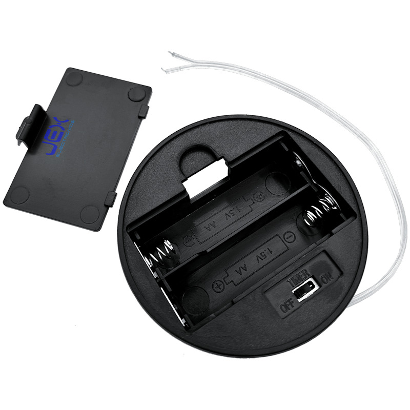 Twin/2X/Two AA Round Panel Mount Battery Holder Case Box 2.4V/3V With Timer Power Switch & Bare Wire Ends