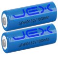2pc IFR18500 LiFePO4 Rechargeable Lithium Battery 1000mAh 3.2V 18500