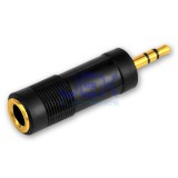 Stereo Female 1/4" 6.35mm Jack to Male 1/8" 3.5mm Hedaphone Adapter Gold Plated