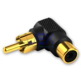 Right Angle RCA Phono Audio Video Male to Female Adapter Connector 90 Degree Gold Plated