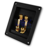 Square/Rectangle Recessed Twin Speaker Quad/4X Metal Binding Post Banana Terminal Plate for sub-woofer