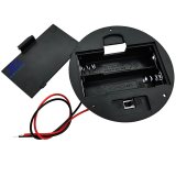 Round Twin/2X/Two AA Panel Mount DIY Battery Holder Case Box 3V With Power Switch & Wire