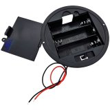 Round Three/3X AA Panel Mount DIY Battery Holder Case Box 4.5V With Power Switch & Wire