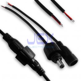 100pcs Waterproof Locking 2.1mm DC 24" Male and 6" Female cable set to bare wire