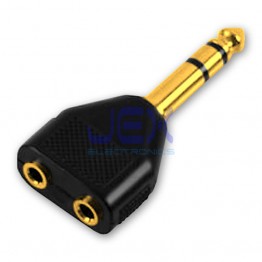 2-way Headphone Audio Splitter 1/4" 6.35mm to 2X 1/8" 3.5mm Stereo Jack Gold Plated