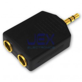 2-way Audio Headphone Splitter Male 3.5mm 1/8" to 2X Female 6.35mm 1/4" Stereo Jack Gold Plated