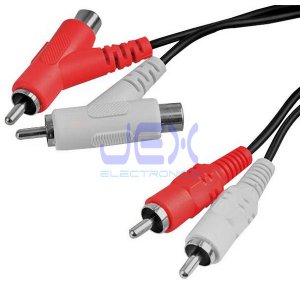 10ft Twin RCA Phono Male to Male Piggyback Stackable Audio Cable