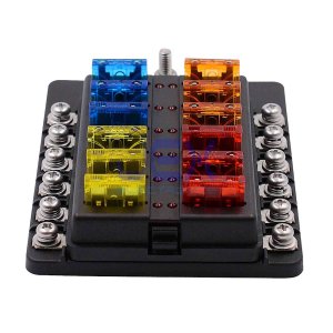 12-Way ATC ATO Blade Fuse Box Holder Power Block Distribution for Car RV Trailer Boat 12V