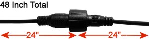 48" Waterproof Locking 2.1mm DC 24" Male and 24" Female cable set to bare wire