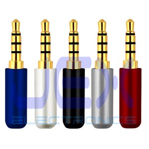 4 Pole 3.5mm 1/8" Male Repair headphone Jack Plug Metal Audio Soldering Black, White, Red, Silver, or Blue