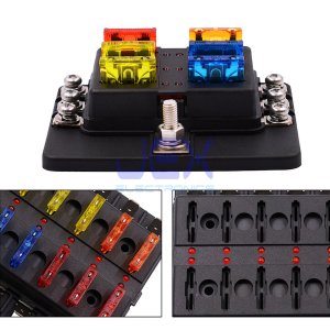 6-Way ATC ATO Blade Fuse Box Holder Power Block Distribution for Car RV Trailer Boat 12V