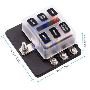 6-Way ATC ATO Blade Fuse Box Holder Power Block Distribution for Car RV Trailer Boat 12V