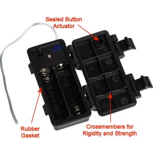 Two/2X AA Waterproof Battery Holder Case Box 2.4V/3V With Timer Power Switch & Bare Wire Ends