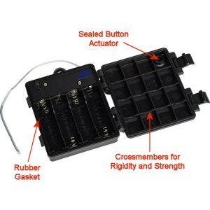 Four/4X AA Waterproof Battery Holder Case Box 4.8V/6V With Timer Power Switch & Bare Wire Ends