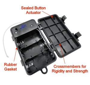 Three/3X C Type Waterproof Battery Holder Case Box 3.6V/4.5V With Timer Power Switch & Bare Wire Ends