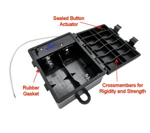 Two/2X D Type Waterproof Battery Holder Case Box 2.4V/3V With Timer Power Switch & Bare Wire Ends