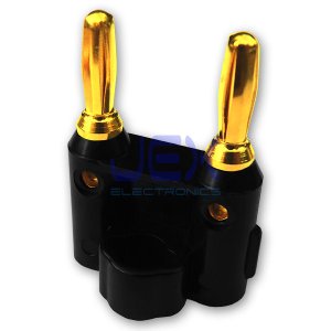 Twin Dual 4mm Banana Plug Connector Black Negative upto 2X 12AWG Gold Plated