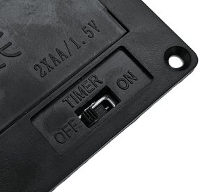 Twin/2X/Two AA Panel Mount Battery Holder Case Box 2.4V/3V With Timer Power Switch & Bare Wire Ends