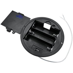 Three/3X AA Round Panel Mount Battery Holder Case Box 3.6V/4.5V With Timer Power Switch & Bare Wire Ends