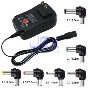 30W Universal Power Adapter 3V, 4.5V, 5V, 6V, 7.5V, 9V and 12V + 2.1A USB Quick Charge