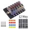 12-Way ATC ATO Blade Fuse Box Holder Power Block Distribution for Car RV Trailer Boat 12V