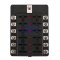 12-Way ATC ATO Blade Fuse Box Holder Power Block Distribution for Car RV Trailer Boat 12V