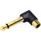 Right Angle 90 Female RCA Phono to Male 1/4" 6.35mm Jack Audio Adapter Converter Gold Plated