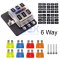 6-Way ATC ATO Blade Fuse Box Holder Power Block Distribution for Car RV Trailer Boat 12V